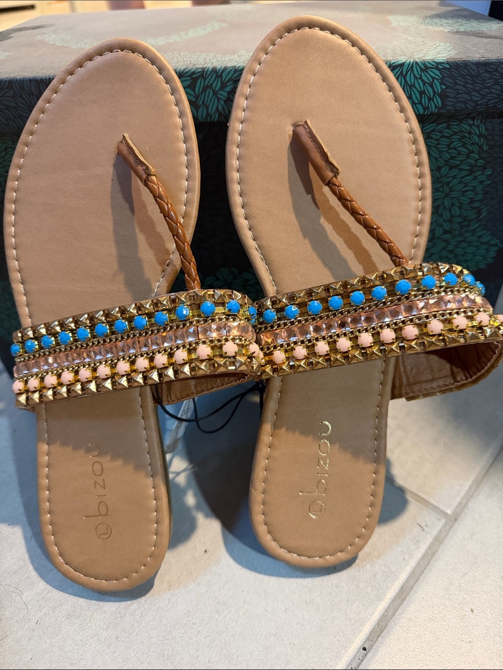 Beaded Toe-Loop Sandals
